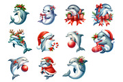 Dolphin Christmas Clipart, an Illustration by Design Market (Thumbnail 3 of 3)