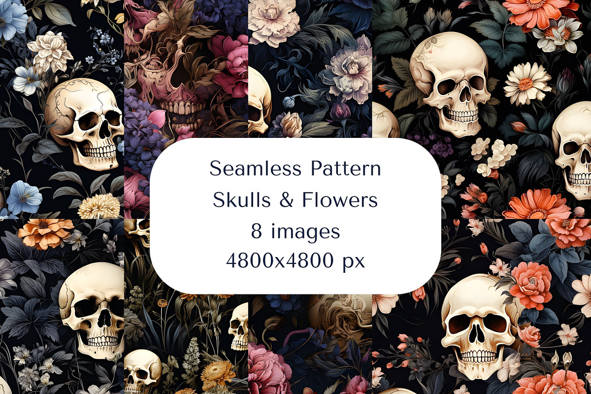 Skull Halloween Seamless Pattern, a Pattern Graphic by Atelier Fem (Photo 2 of 6)