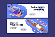 People in swimming pool set, banners, a Sport Illustration by PaperTrident (Thumbnail 10 of 11)