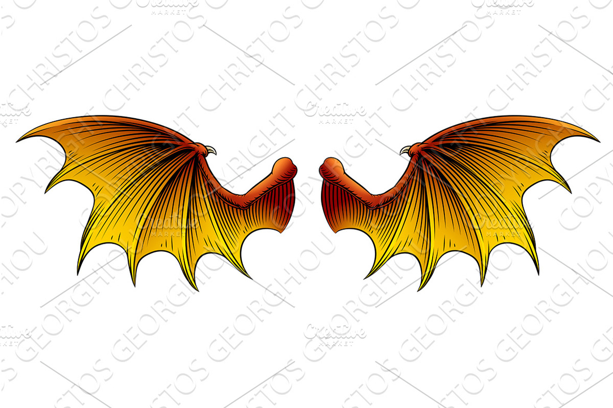 Bat Dragon Devil Demon Vampire Wings, a Decorative Illustration by Christos Georghiou