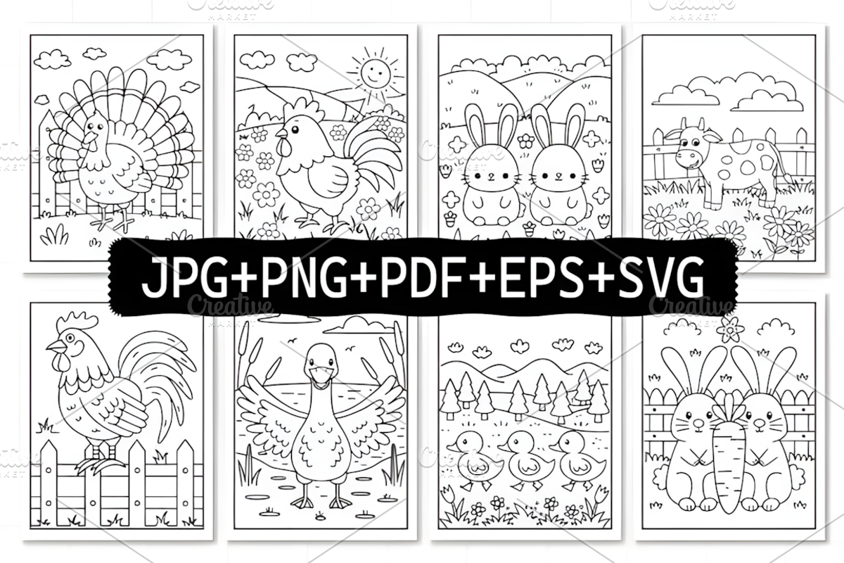 Farm Animals Coloring Pages for Kids, an Animal Illustration by Coco Bloom (Photo 2 of 8)