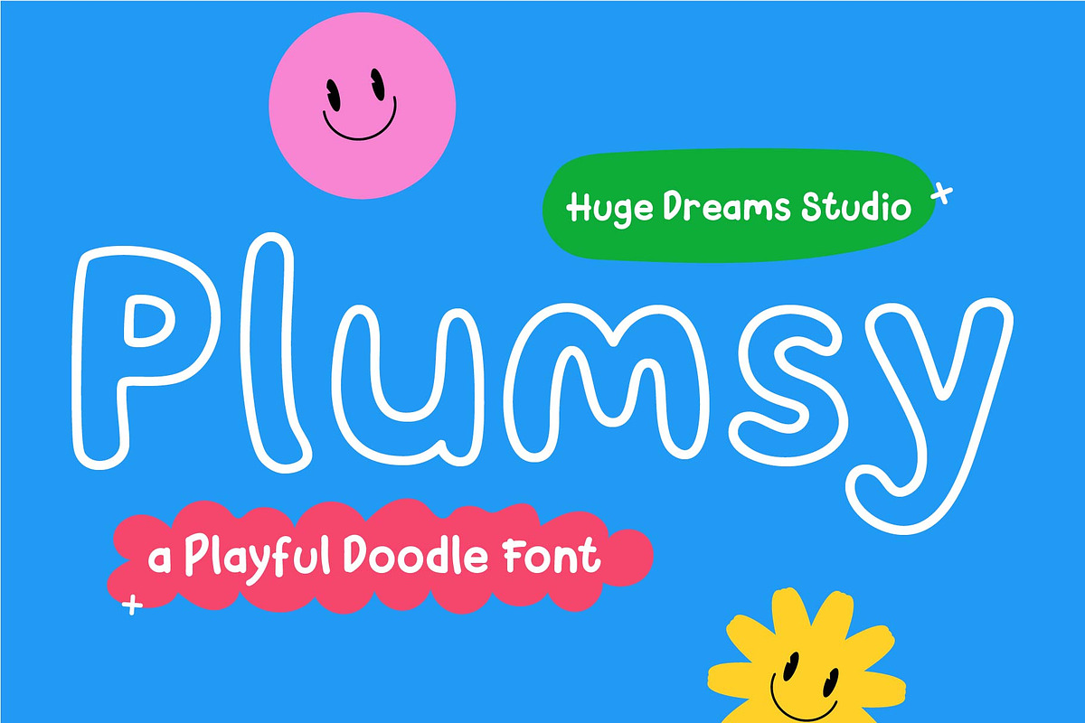 Plumsy – Outline Handwriting Font, a Handwritten Font by Huge Dream Studio (Photo 1 of 8)