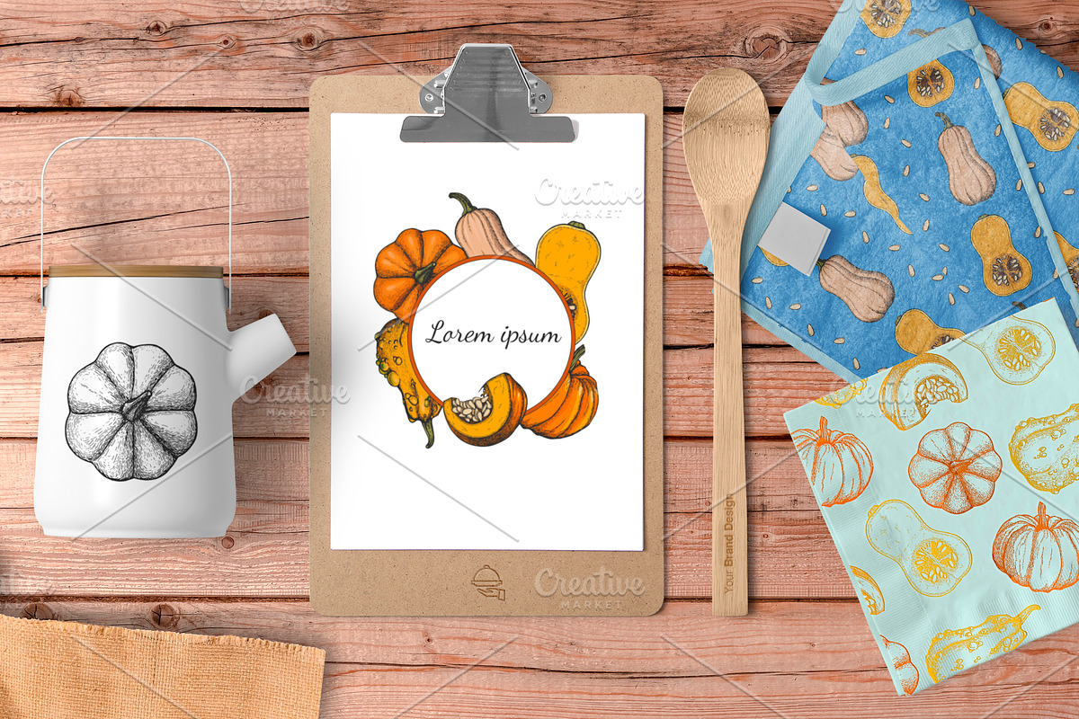 Vector ink pumpkin illustrations, a Background Graphic by lenavetka87 (Photo 2 of 4)
