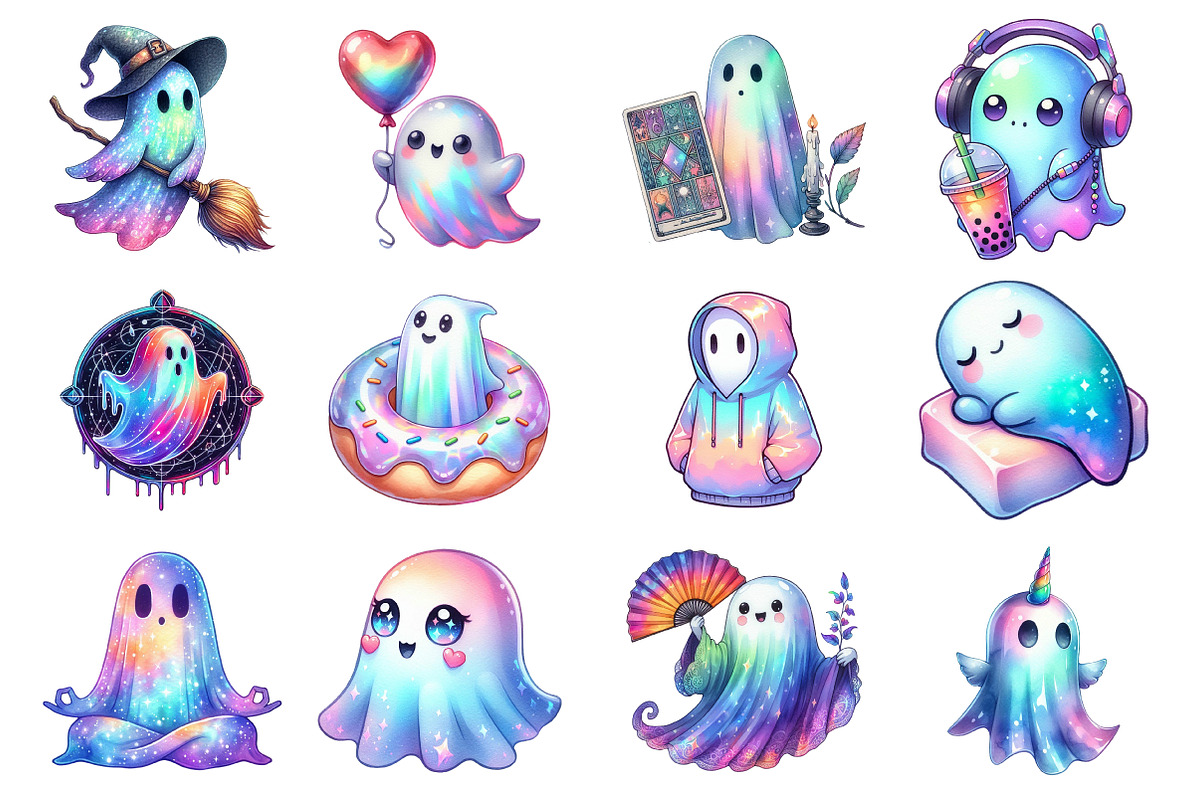 Cute Halloween Ghost Holographic, an Illustration by Daily.Designs (Photo 6 of 6)