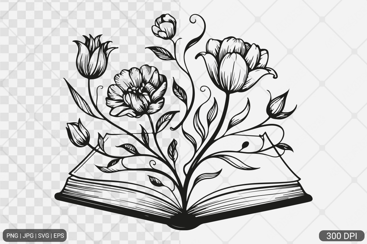 Floral Book SVG PNG Bundle Vol. 1, an Illustration by Actual Pixel (Photo 11 of 29)