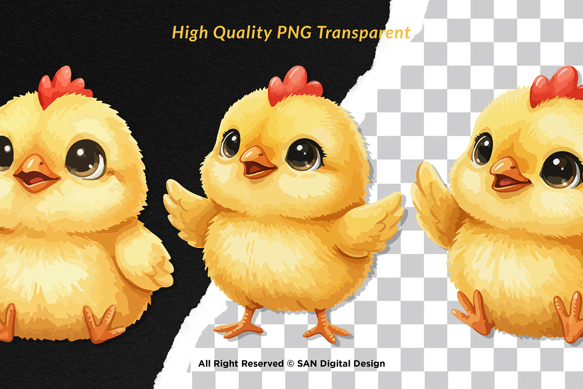15 Bundle Watercolor Cute Chicks, an Animal Illustration by Morspective (Photo 2 of 8)