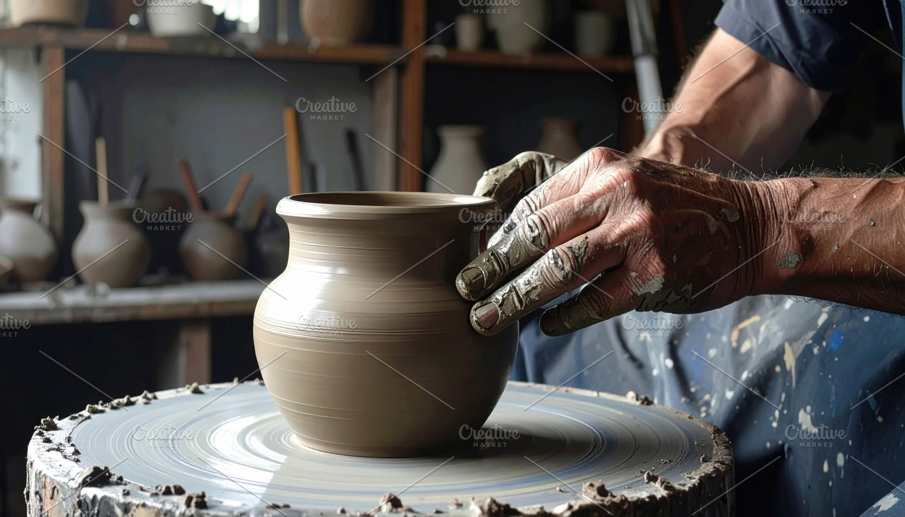Potter Shaping Clay Vase on Wheel, an Arts & Entertainment Photo by Davizro's Market
