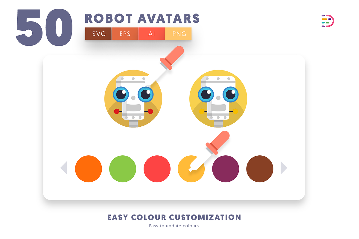 50 Cartoon Robot Avatar Icons Set, an Outline Icon by Dighital (Photo 8 of 10)