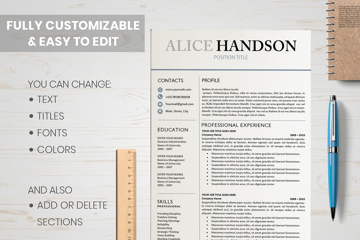 Professional Resume/ CV Bundle, a Resume Template by Wow Designs (Photo 2 of 21)
