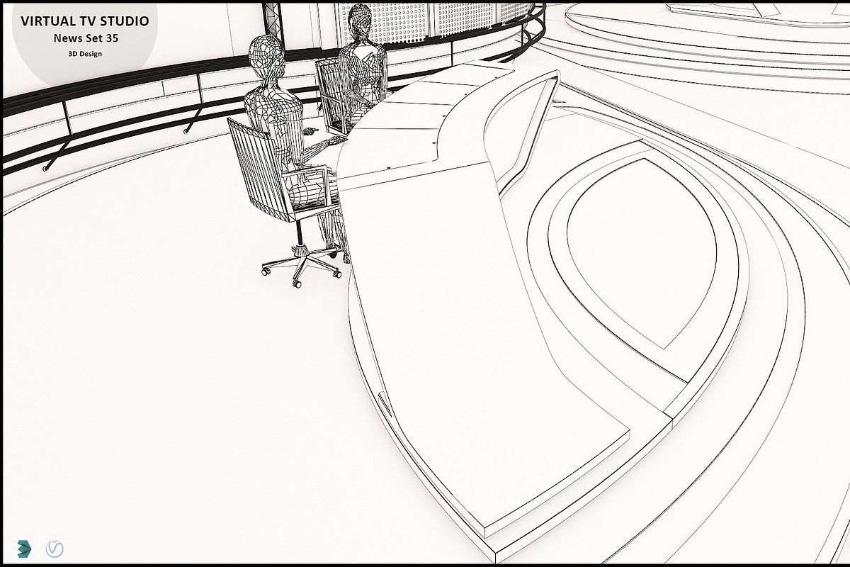 Virtual TV Studio News Set 35, an Architecture 3D Model by akerStudio (Photo 20 of 39)