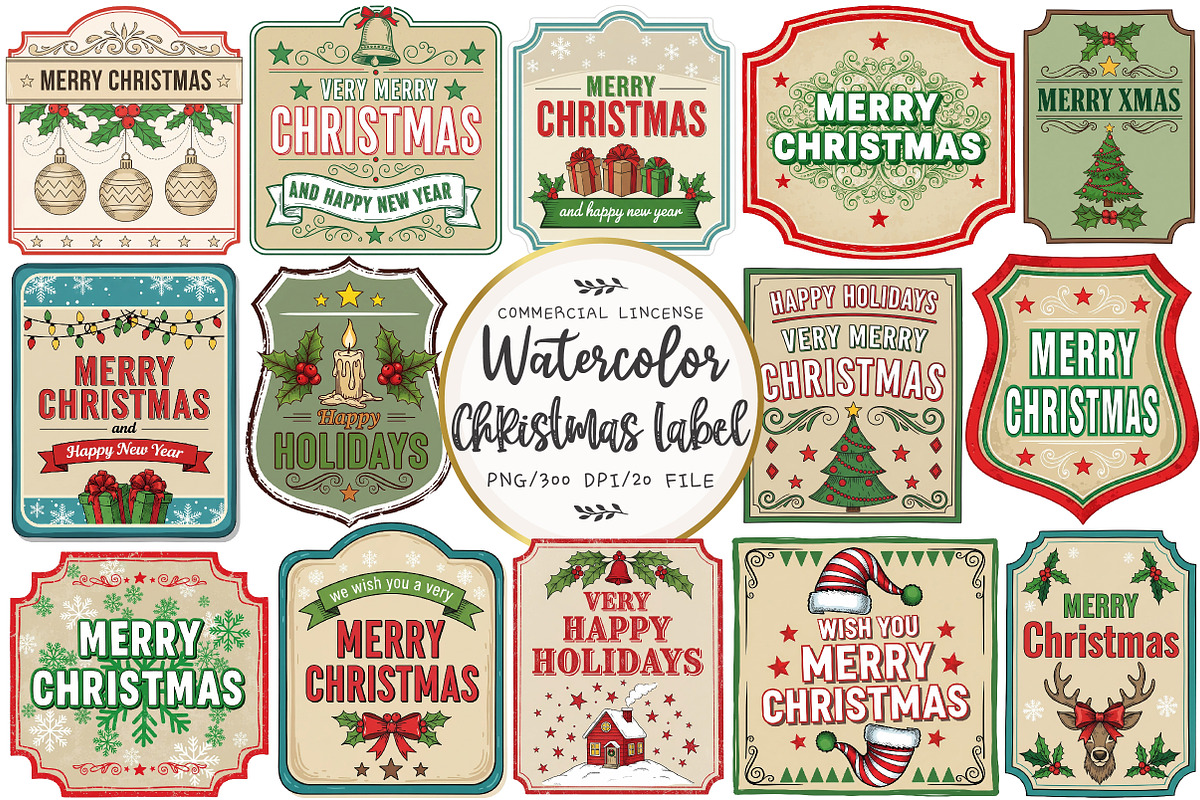 Vintage Christmas Label Sublimation, an Illustration by OK Design (Photo 1 of 5)