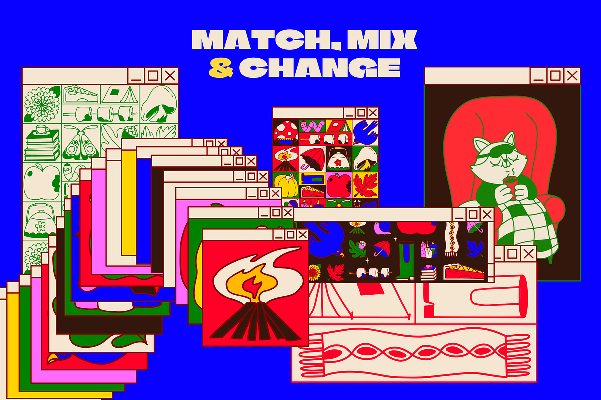 Funky Autumn: illustration & pattern, a Seasonal Illustration by marmarina (Photo 8 of 12)