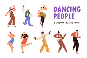 People in headphones dancing set, a Person Illustration by Good Studio