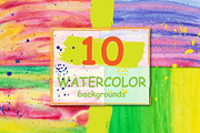 10 watercolor backgrounds. Summer, a Texture Graphic by Olgaart (Thumbnail 1 of 5)