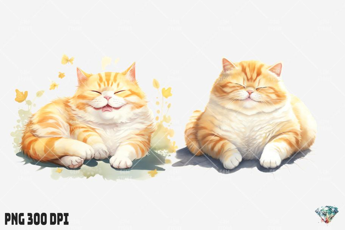 Summer Fat Cat Watercolor, an Illustration by Gemstone (Photo 4 of 12)