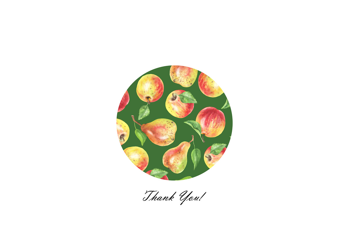 Watercolor Apple & Pear Patterns, a Food Illustration by OlDm_Shop (Photo 10 of 10)