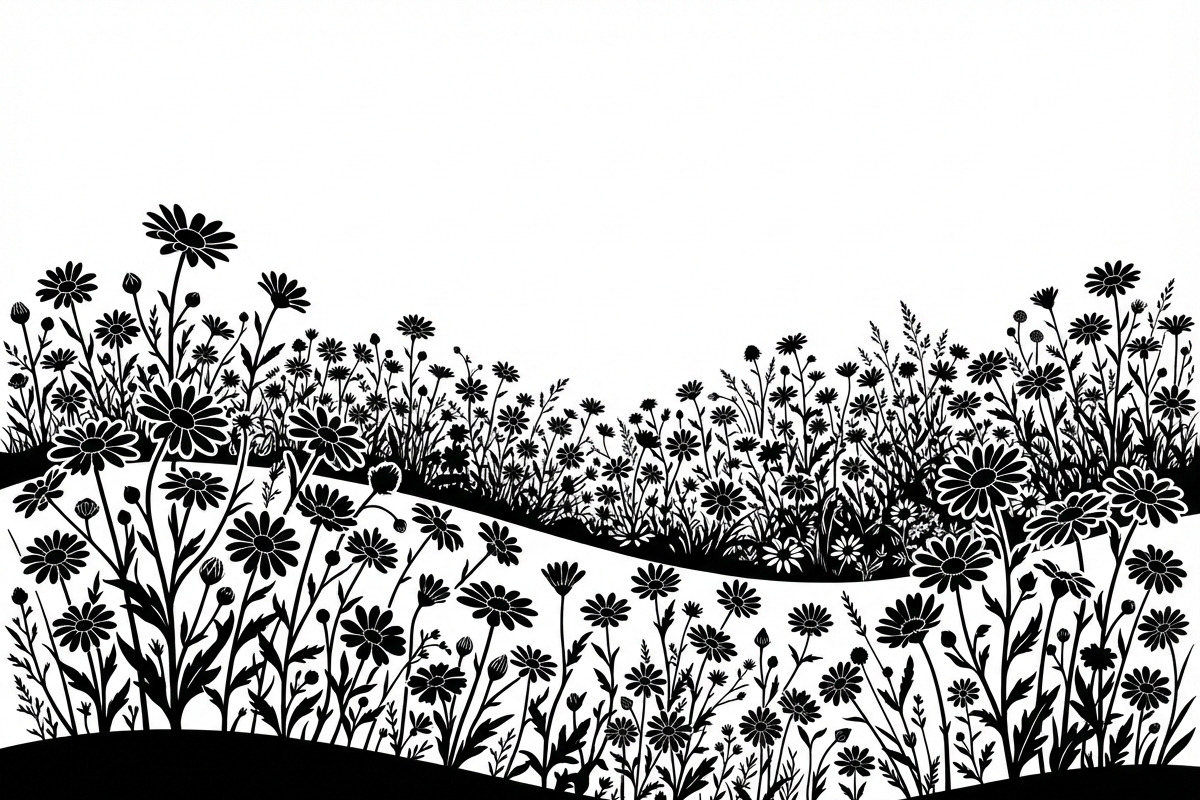 60 Daisy Flower Field Silhouette, a Seasonal Illustration by Amazin_art (Photo 33 of 35)