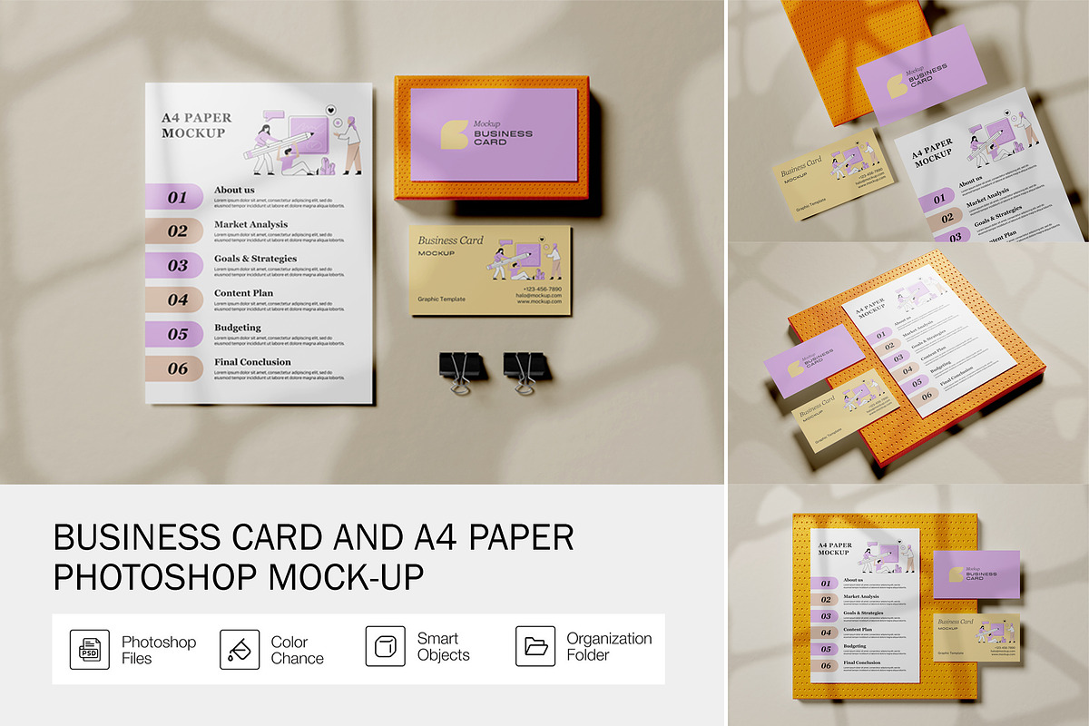 Business Card and A4 Paper Mockup, a Books & Magazine Mockup by Pexelyou (Photo 1 of 7)