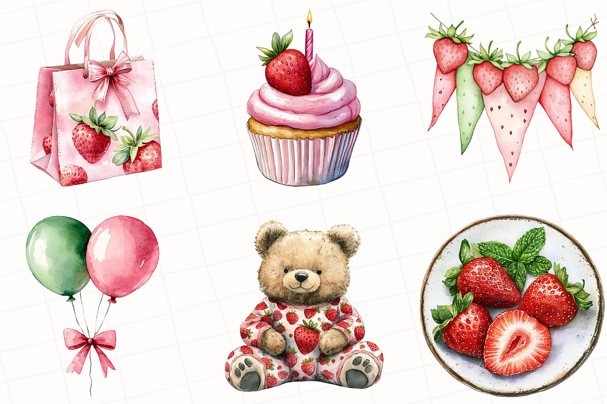 Berry Birthday Watercolor Clipart, an Illustration by OK Design (Photo 4 of 5)