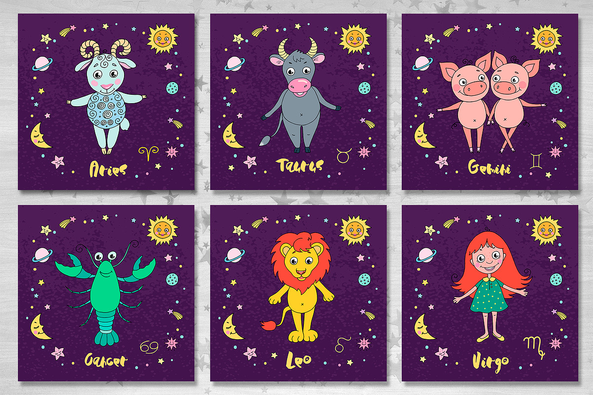 Cute Zodiac signs, an Object Graphic by Maya Ivart (Photo 3 of 10)
