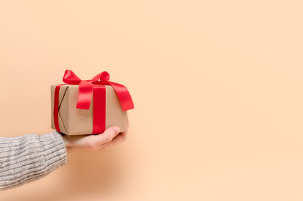 Hand hold gift box with red ribbon, a Holiday Photo by rorygez fresh