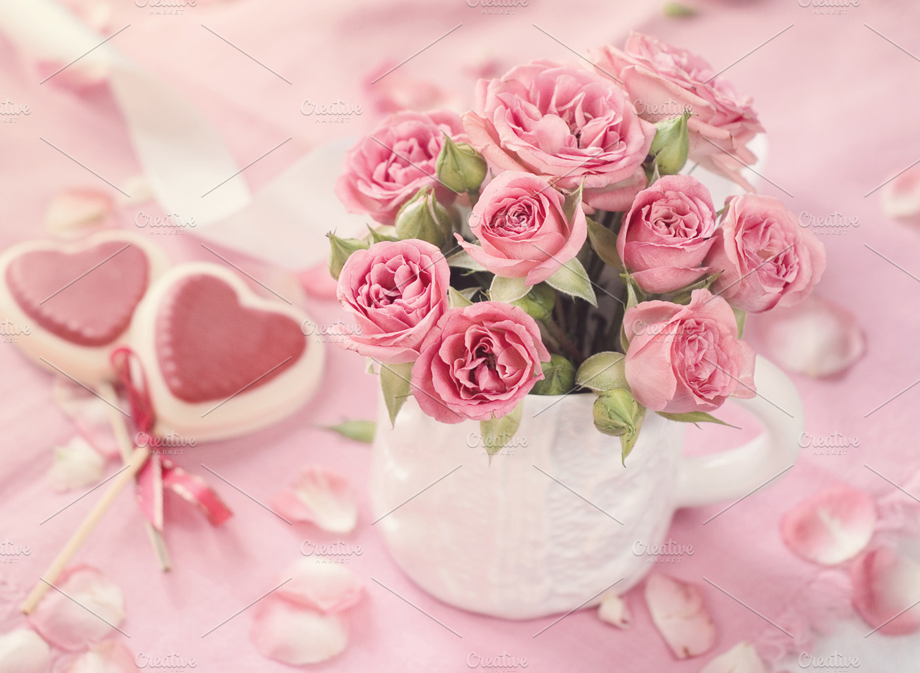 Pink roses stock photo containing rose and heart