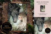 Nymph & Black Horse Illustration, an Animal Illustration by The Dutch Lady Designs (Thumbnail 1 of 4)