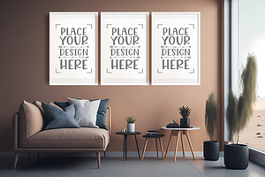 3 Wall Art Mockup, 2x3 Ratio, a Print Template by Ali's Designs