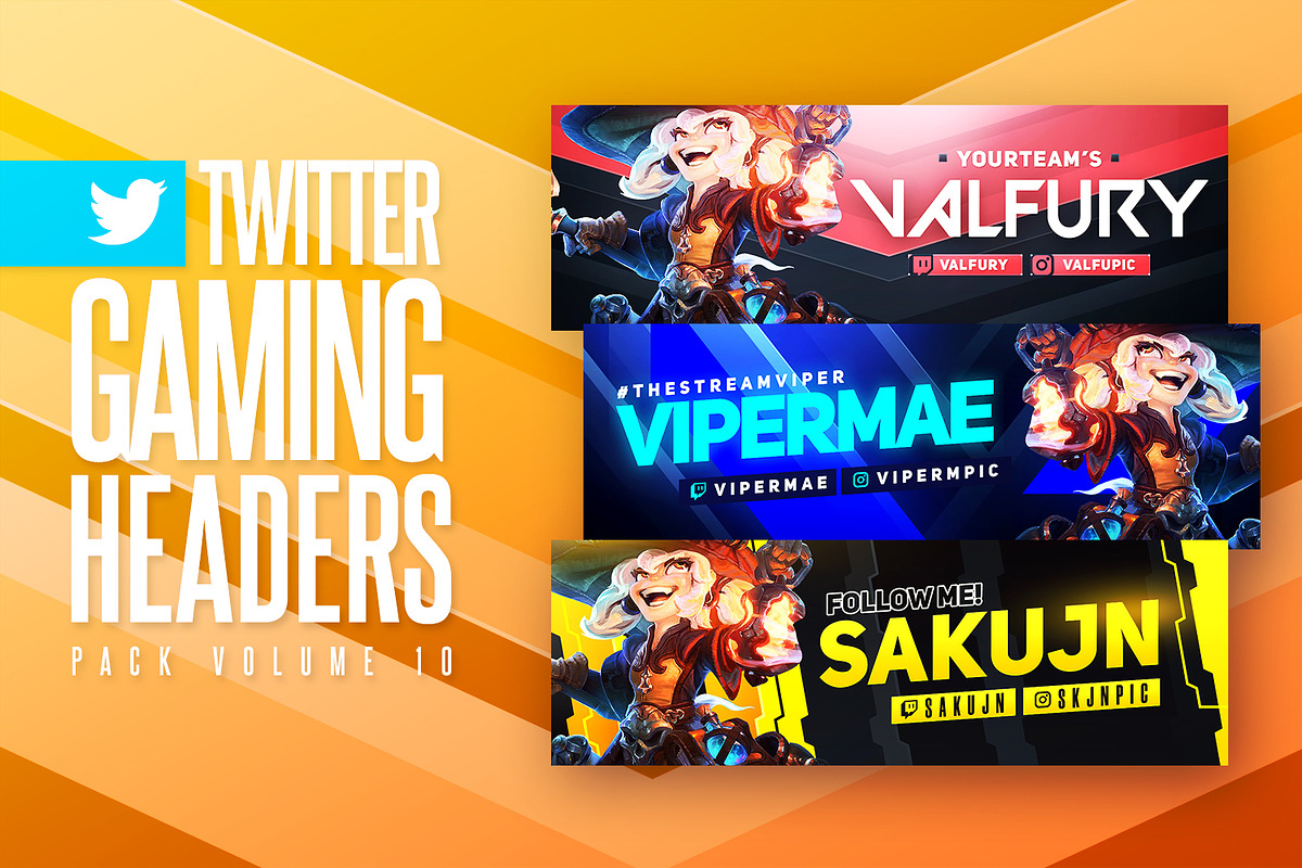 Gaming Twitter Headers Pack 10, a Social Media Template by Odin_Design