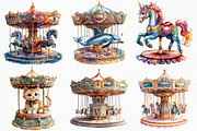 Watercolor Carousel Clipart Bundle, an Illustration by Craft Nest (Thumbnail 4 of 9)