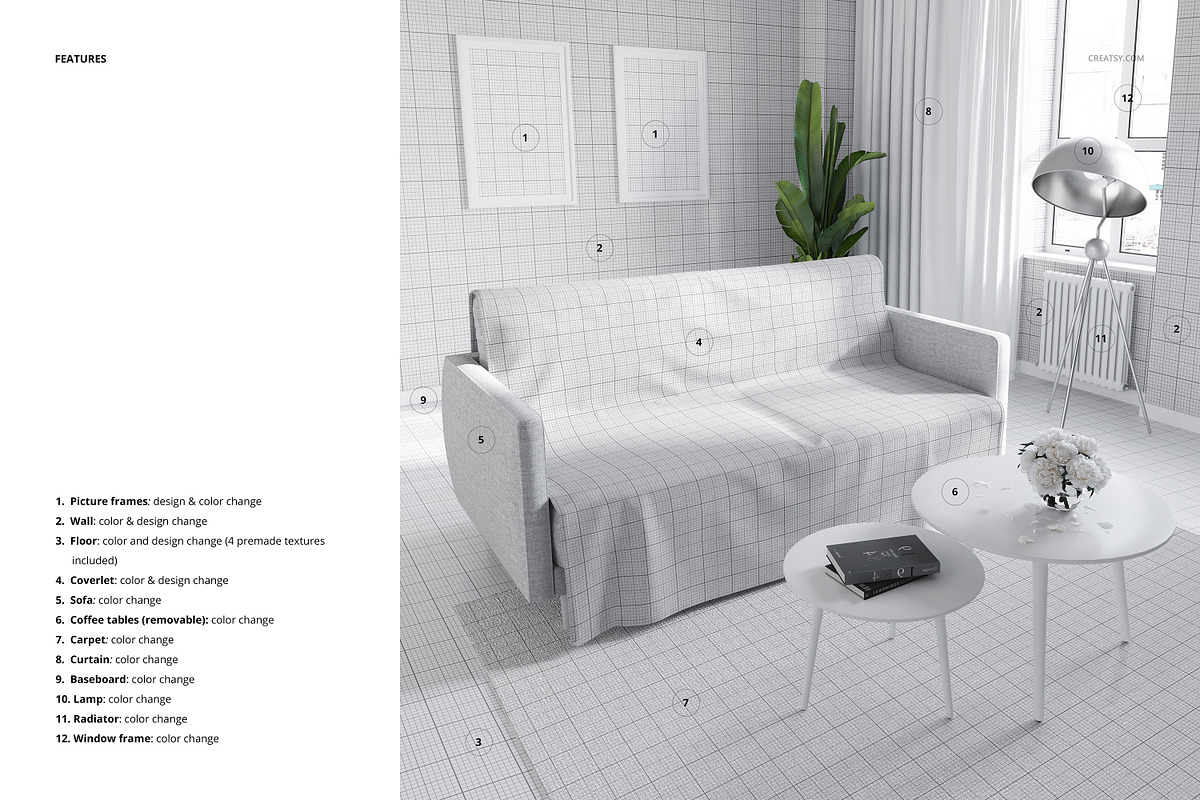 Couch Coverlet Mockup Set, an Apparel Mockup by creatsy2 (Photo 3 of 7)