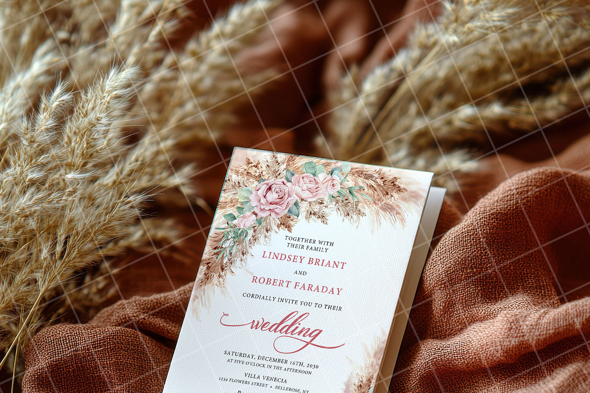 Boho 5x7 Invitation card mockup PSD, an Advertising Mockup by Blush Roses Print (Photo 4 of 8)
