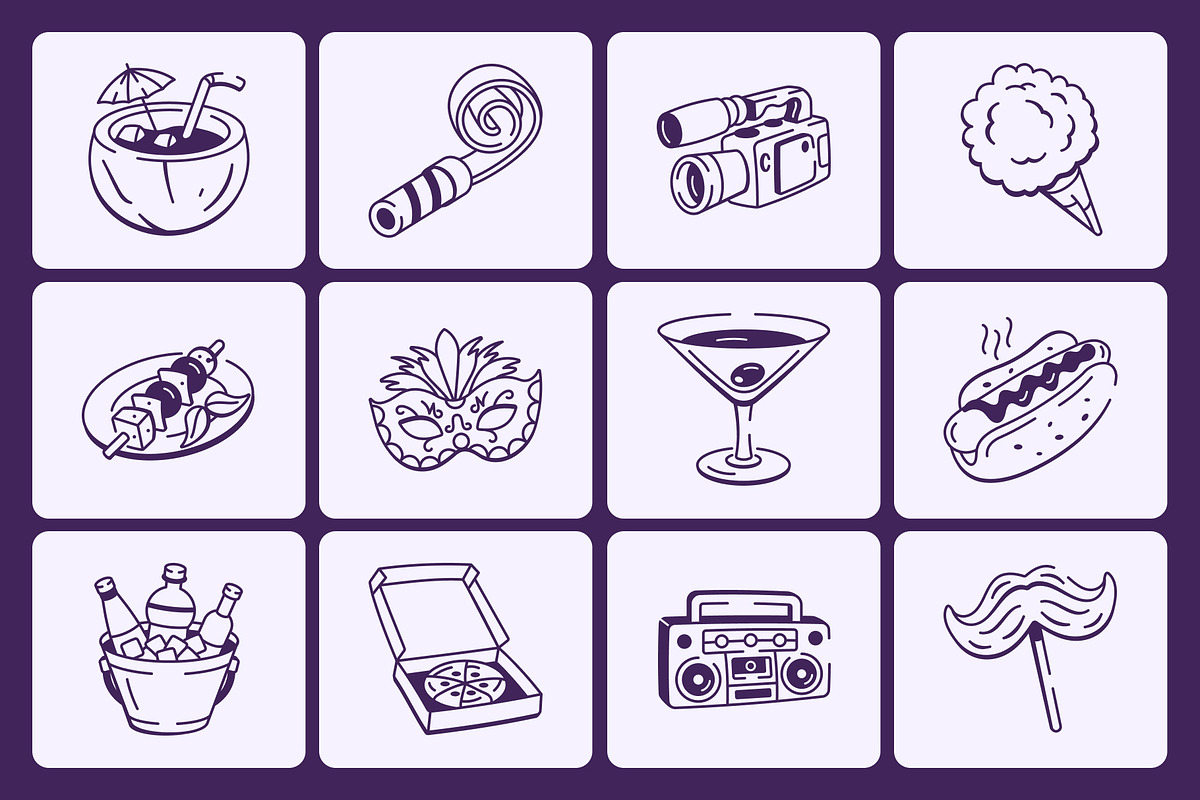 Party and Firework Doodle Set, an Outline Icon by Vectors Market (Photo 5 of 8)