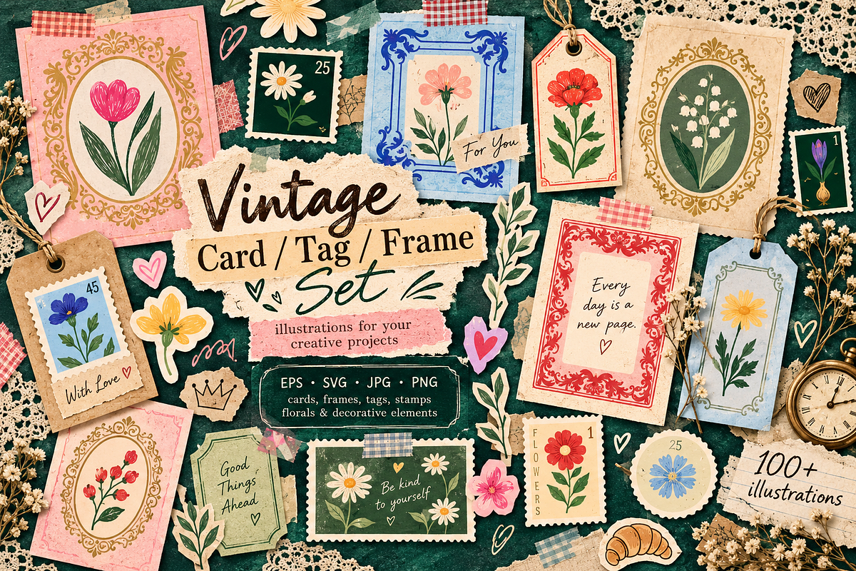 Paper Cut-Out Scrapbook Bundle, a Decorative Illustration by Anna Studio (Photo 5 of 28)