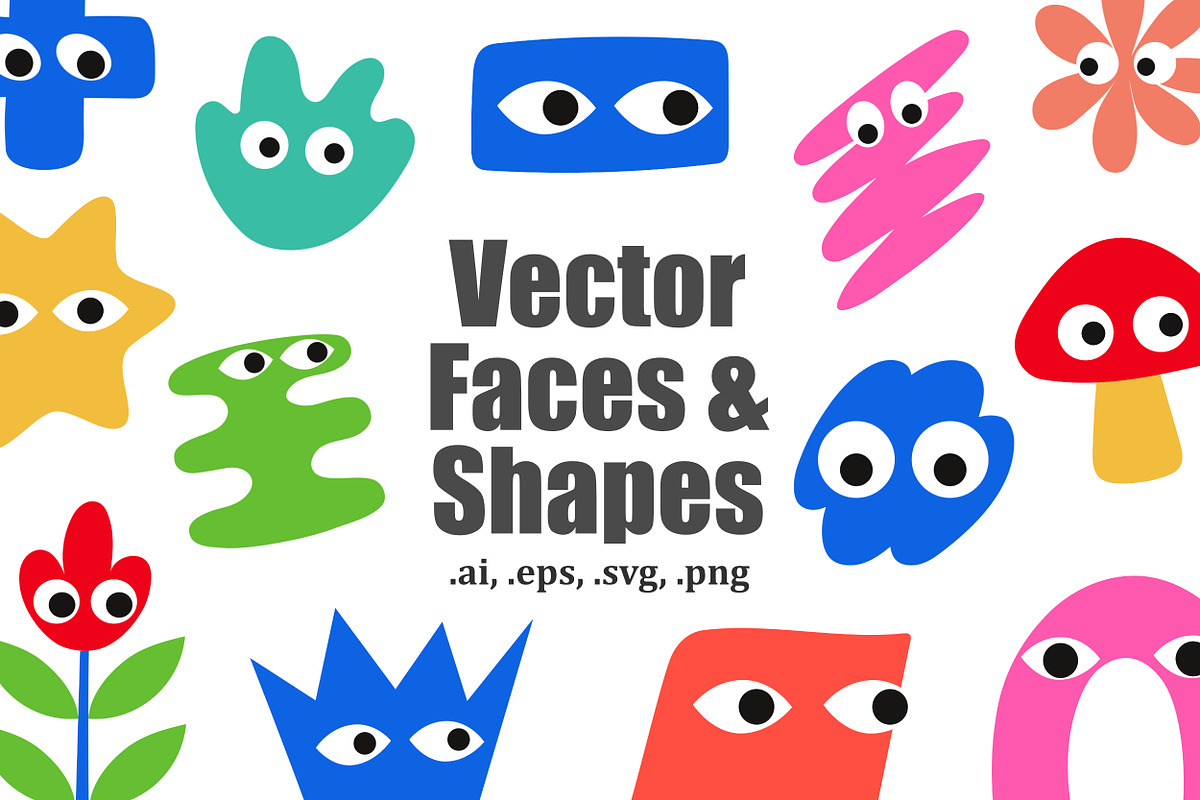 Vector Emotions shapes - cute vector, an Object Illustration by aivos (Photo 1 of 4)