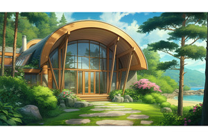 Modern eco-friendly house surrounded, an Illustration by tilialucida