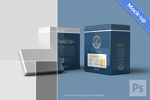 Rectangular Metal Tin Can Mockup