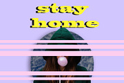 girl inflates chewing gum. bubble of, a Social Media Template by My world is my eyes (Thumbnail 1 of 2)