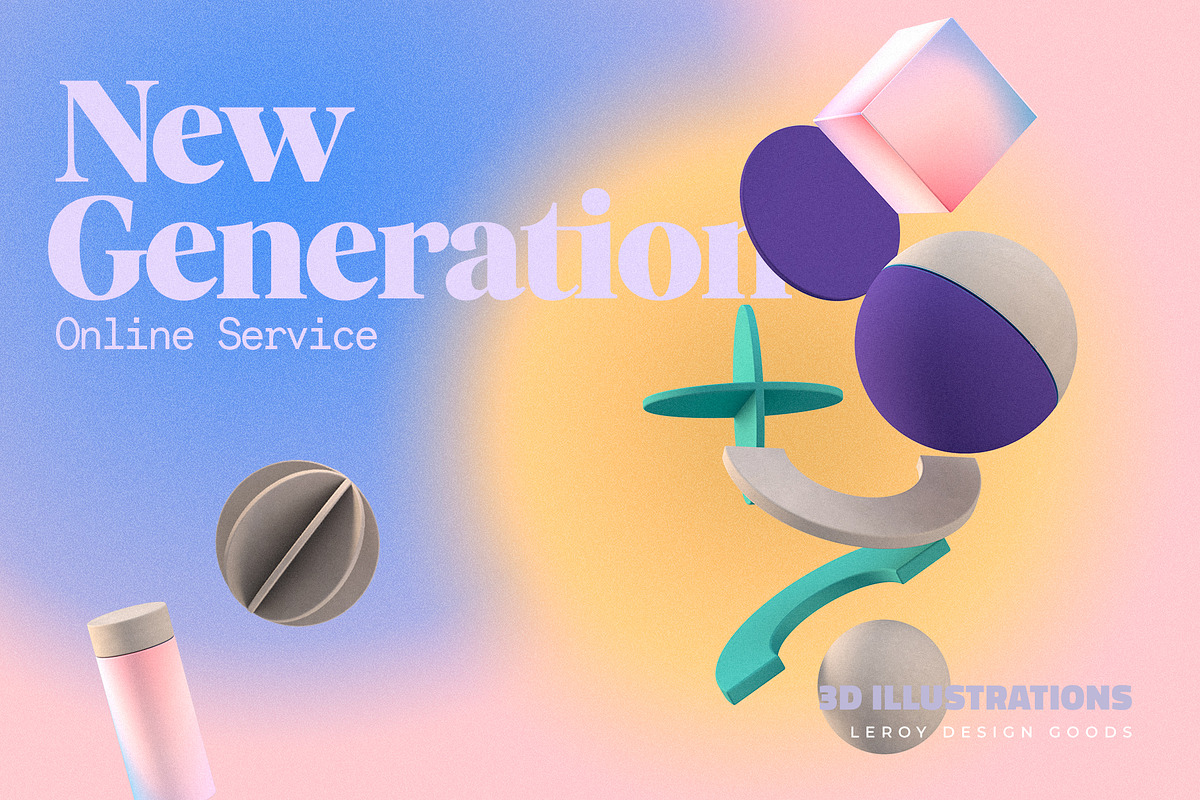AVALON 3D Abstract Shapes v6, a Decorative Illustration by LEROY Design (Photo 3 of 8)