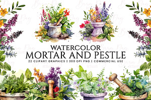 Watercolor Mortar And Pestle Clipart