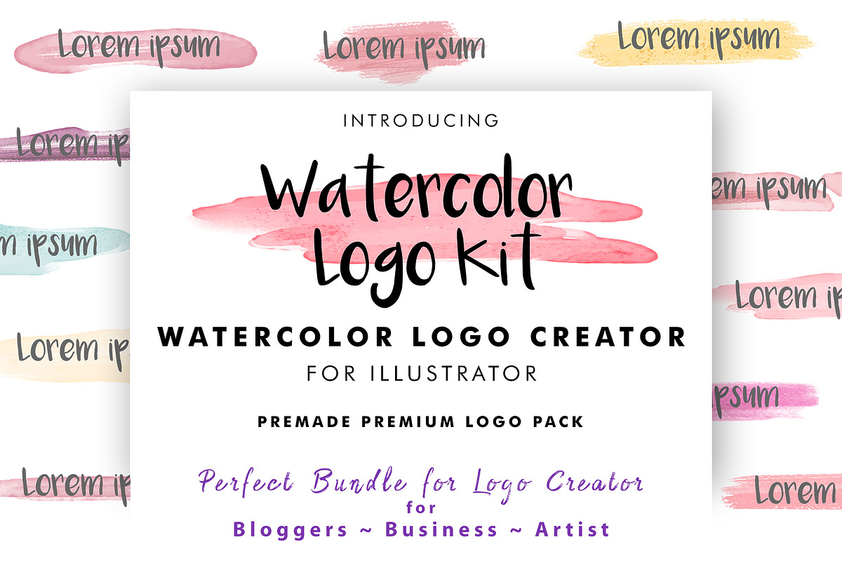Watercolor Logo Kit, a Branding & Logo Template by Design Unique (Photo 1 of 11)
