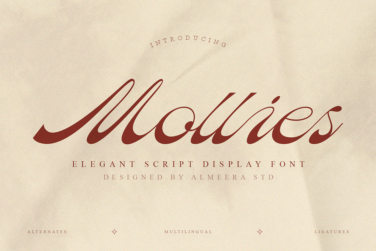 Mollies - Elegant Script Font, a Script Font by Almeera Std (Photo 1 of 10)
