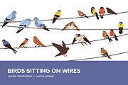 Birds sitting on wires + poster, an Animal Illustration by Good Studio (Thumbnail 1 of 3)