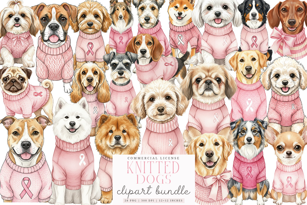 Watercolor Knitting Dog Clipart PNG, an Illustration by SinaCreation (Photo 1 of 7)