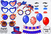 4th of July Clipart Messy Bun Girls, an Illustration by TanuschArts (Thumbnail 4 of 4)