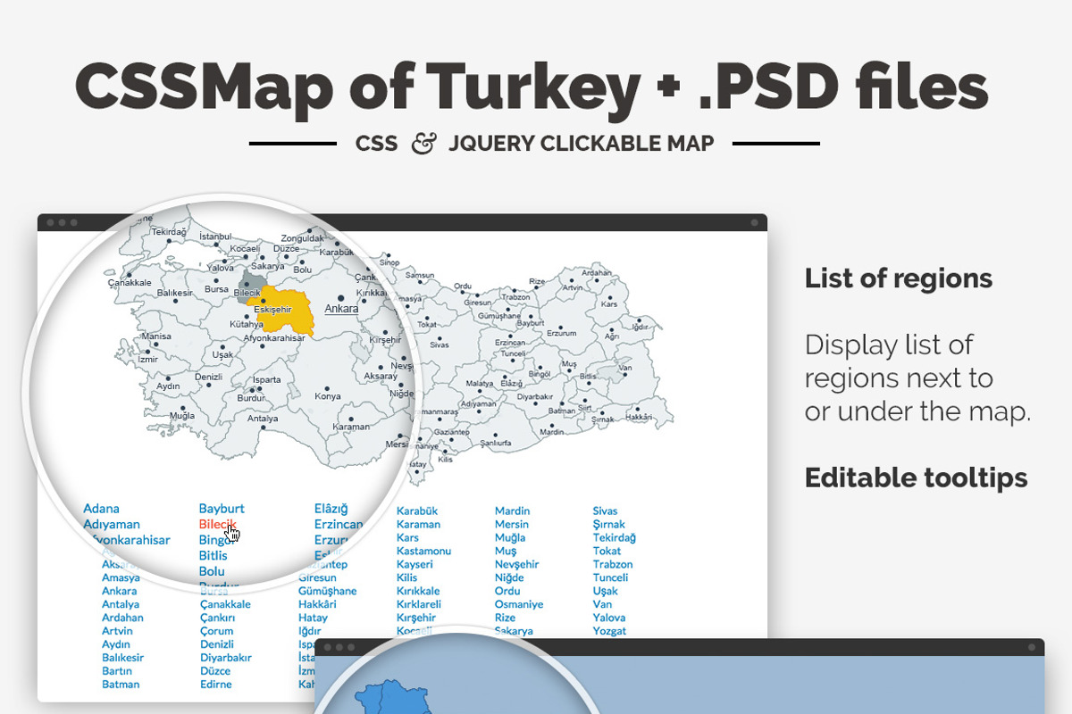 Turkey - CSS & jQuery clickable map, a Templates & Theme by Popardowski (Photo 2 of 2)