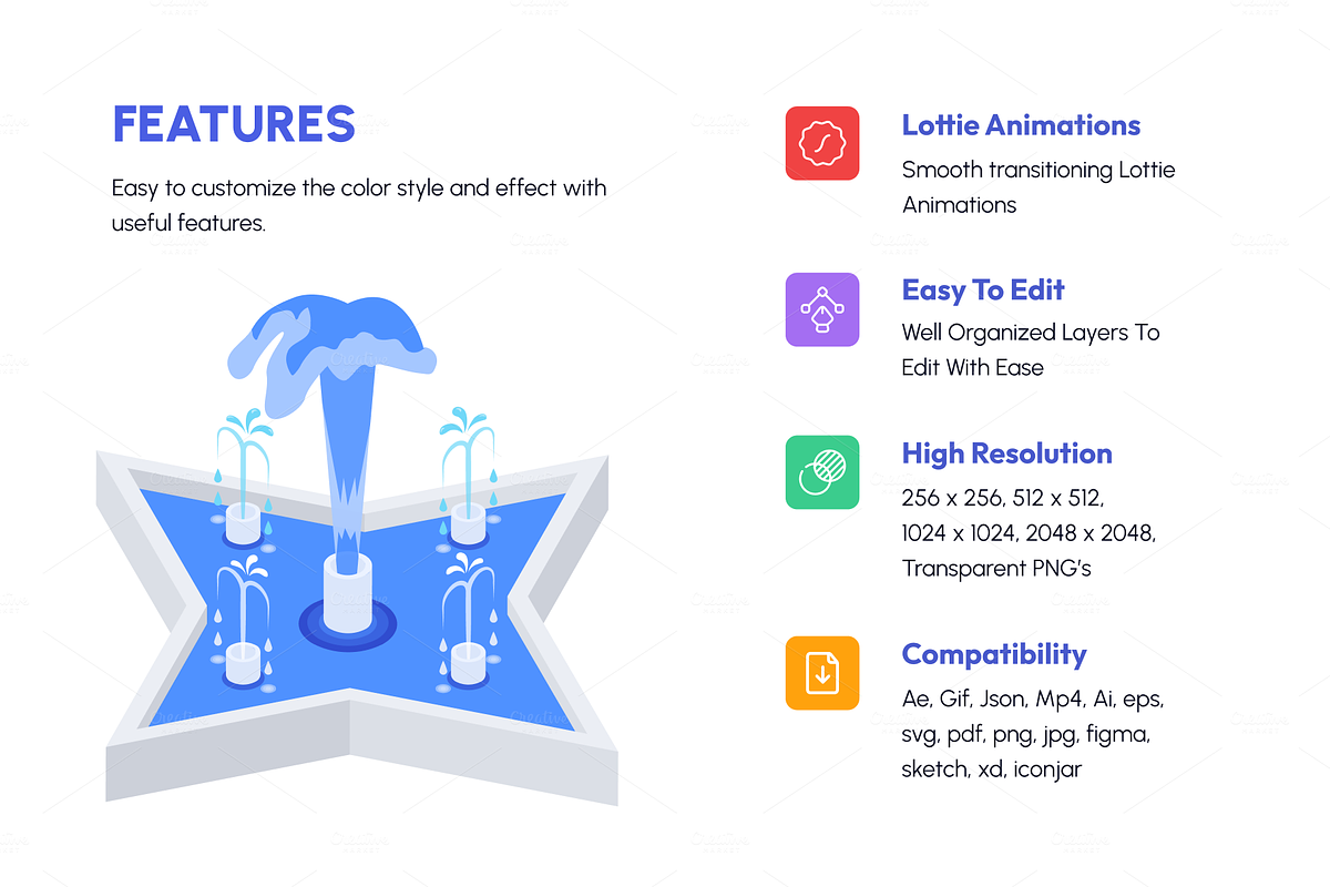 Animated Isometric Fountain Icons, a Duotone Icon by Vectors Market (Photo 2 of 9)