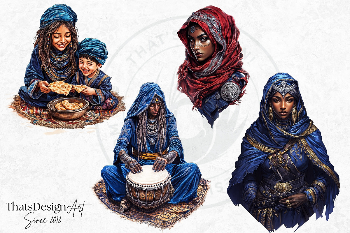 Berber Tuareg Woman clipart Set, a Person Illustration by ThatsDesignArt (Photo 8 of 10)