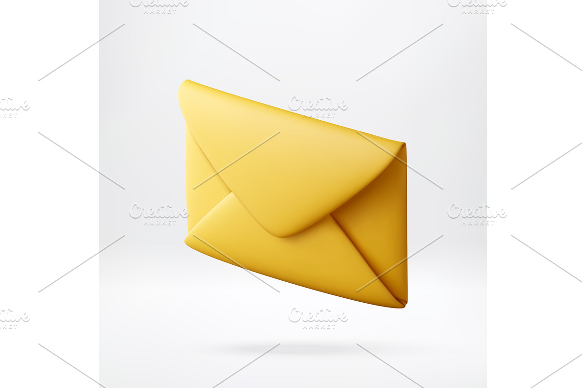 3D Yellow closed mail envelope, an Object Illustration by Abscent