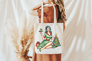 Vintage Pin Up Christmas Girl Clipar, an Illustration by DreamCafeArt (Thumbnail 3 of 6)